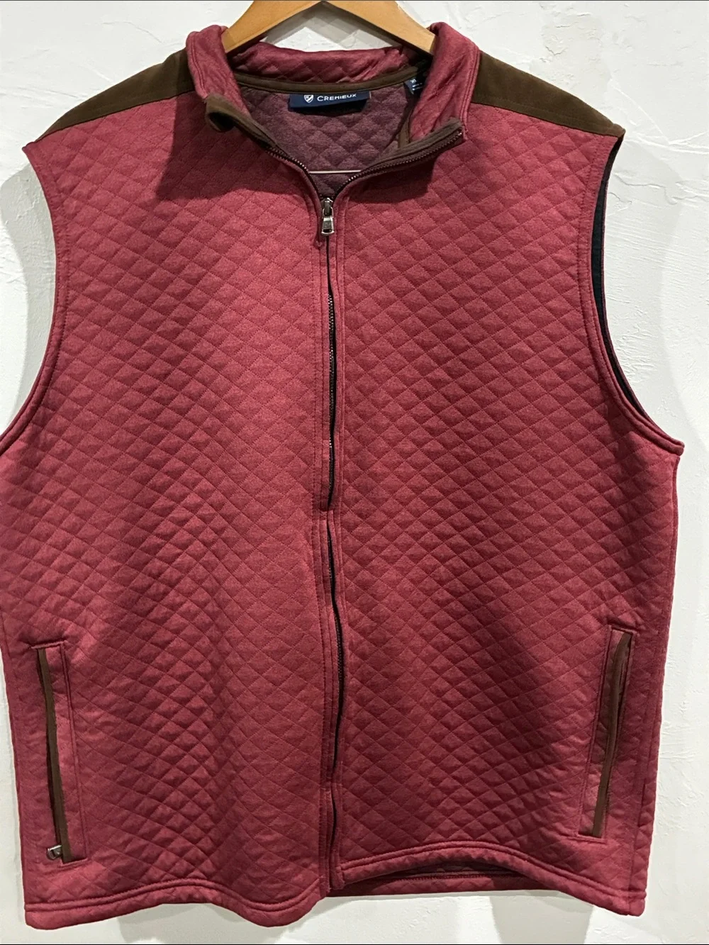 Cremieux Men's Quilted Full-Zip Vest - Burgundy/Wine Red Size XL